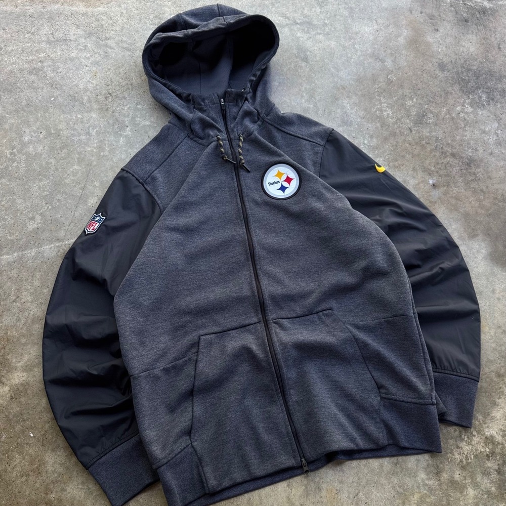 Vintage Y2K Nike Pittsburgh Steelers NFL Hoodie Gorpcore Gray Size M d9